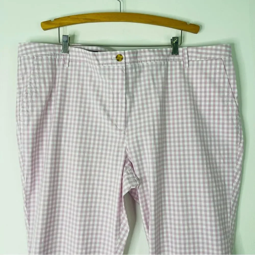 NWT Talbots purple white check gingham relaxed chino cottagecore pants 22W